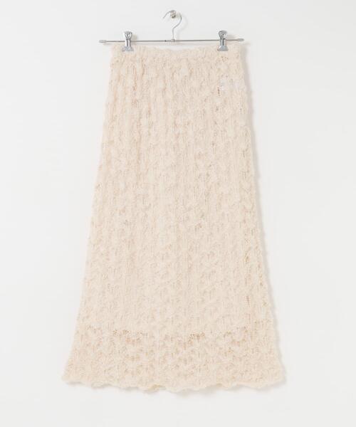 KBF（ケイビーエフ）の「クロシェニットスカート（スカート・レディース・チャコールグレー/アイボリー・ONE）」の14枚目の写真