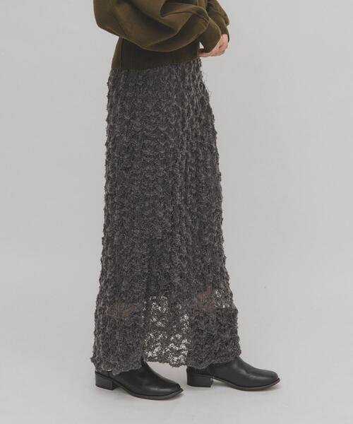 KBF（ケイビーエフ）の「クロシェニットスカート（スカート・レディース・チャコールグレー/アイボリー・ONE）」の9枚目の写真