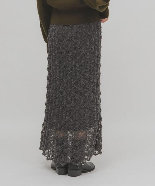 KBF（ケイビーエフ）の「クロシェニットスカート（スカート・レディース・チャコールグレー/アイボリー・ONE）」の8枚目の写真