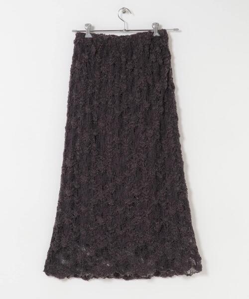 KBF（ケイビーエフ）の「クロシェニットスカート（スカート・レディース・チャコールグレー/アイボリー・ONE）」の3枚目の写真