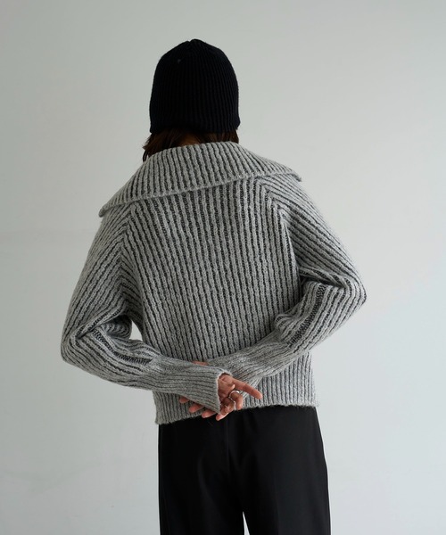 meilmada(メイルマダ)の「ZIPリブニットカーディガン(カーディガン/ボレロ・レディース・グレー/ベージュ・FREE)」の5枚目の写真