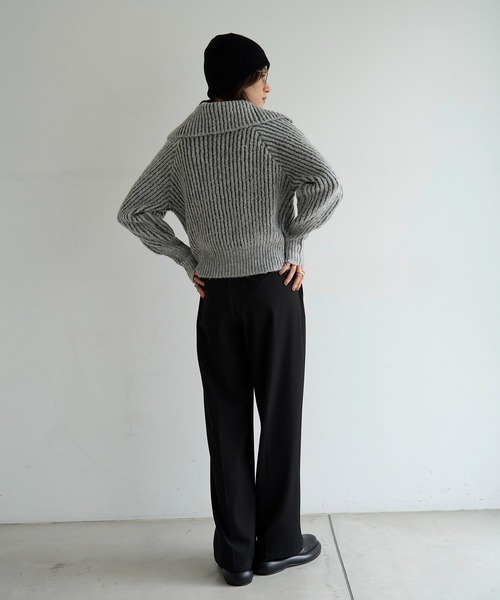 meilmada(メイルマダ)の「ZIPリブニットカーディガン(カーディガン/ボレロ・レディース・グレー/ベージュ・FREE)」の8枚目の写真