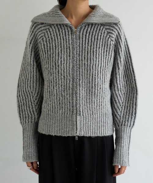 meilmada(メイルマダ)の「ZIPリブニットカーディガン(カーディガン/ボレロ・レディース・グレー/ベージュ・FREE)」の19枚目の写真