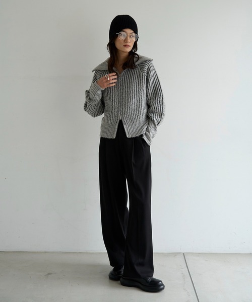 meilmada(メイルマダ)の「ZIPリブニットカーディガン(カーディガン/ボレロ・レディース・グレー/ベージュ・FREE)」の7枚目の写真