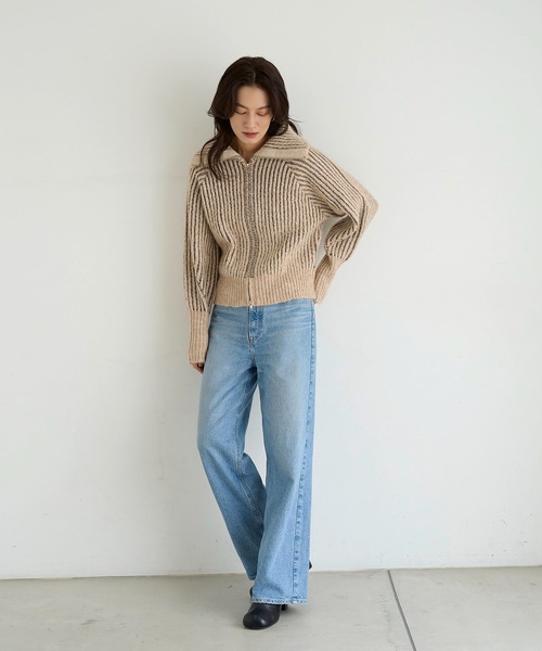 meilmada(メイルマダ)の「ZIPリブニットカーディガン(カーディガン/ボレロ・レディース・グレー/ベージュ・FREE)」の17枚目の写真