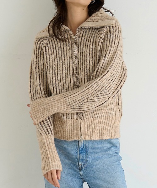 meilmada(メイルマダ)の「ZIPリブニットカーディガン(カーディガン/ボレロ・レディース・グレー/ベージュ・FREE)」の13枚目の写真