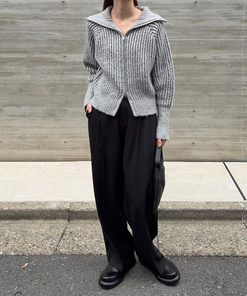 meilmada(メイルマダ)の「ZIPリブニットカーディガン(カーディガン/ボレロ・レディース・グレー/ベージュ・FREE)」の11枚目の写真