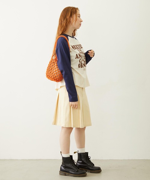 MILKFED.(ミルクフェド)の「KNITTED GINGHAM BAG(ショルダーバッグ・レディース・ライトブルー/ブラック/オレンジ・ONE SIZE)」の5枚目の写真