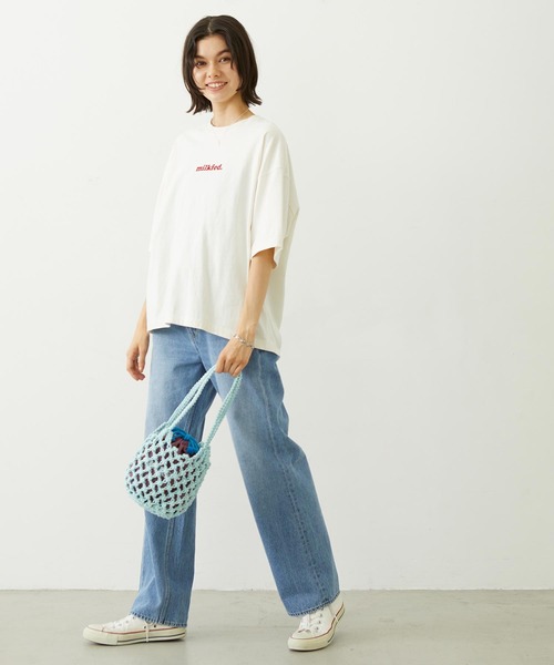 MILKFED.(ミルクフェド)の「KNITTED GINGHAM BAG(ショルダーバッグ・レディース・ライトブルー/ブラック/オレンジ・ONE SIZE)」の12枚目の写真