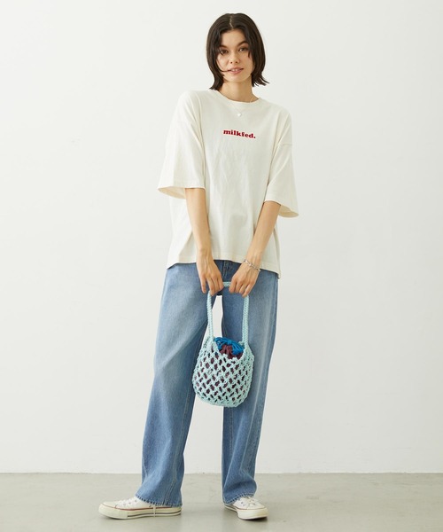 MILKFED.(ミルクフェド)の「KNITTED GINGHAM BAG(ショルダーバッグ・レディース・ライトブルー/ブラック/オレンジ・ONE SIZE)」の13枚目の写真