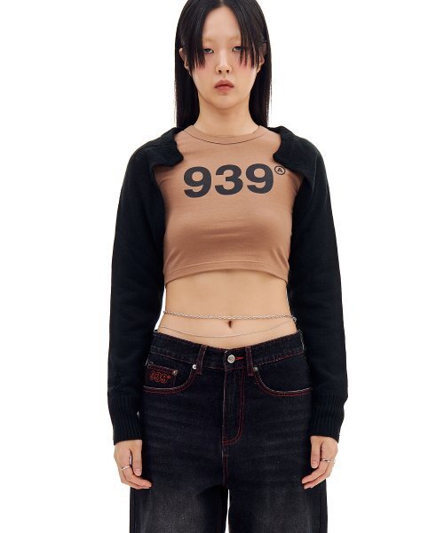 DAMAGE BOLERO CARDIGAN (BLACK)