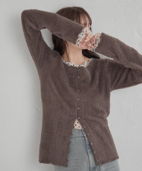 mystic（ミスティック）の「【ふわふわ素材】シャギーリブカーディガン（Tシャツ/カットソー・レディース・ブラック/オフホワイト/チャコールグレー・FREE）」の13枚目の写真