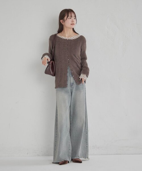 mystic（ミスティック）の「【ふわふわ素材】シャギーリブカーディガン（Tシャツ/カットソー・レディース・ブラック/オフホワイト/チャコールグレー・FREE）」の19枚目の写真