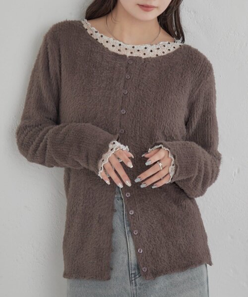 mystic（ミスティック）の「【ふわふわ素材】シャギーリブカーディガン（Tシャツ/カットソー・レディース・ブラック/オフホワイト/チャコールグレー・FREE）」の22枚目の写真