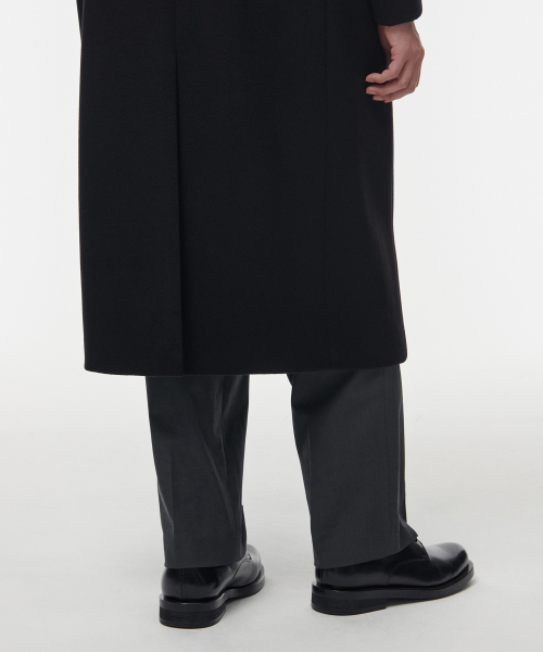 極美品✨ムシンサスタンダード✨ベルダー✨ロングコート✨カシミア✨オーバーサイズ カシミアブレンドパパショルダーシングルロングコート[ブラック