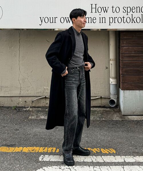 MUSINSA STANDARD（ムシンサスタンダード）の「カシミアブレンドパパショルダーシングルロングコート[ブラック]（チェスターコート・メンズ・その他・MEDIUM/LARGE/X-LARGE/XX-LARGE）」の19枚目の写真