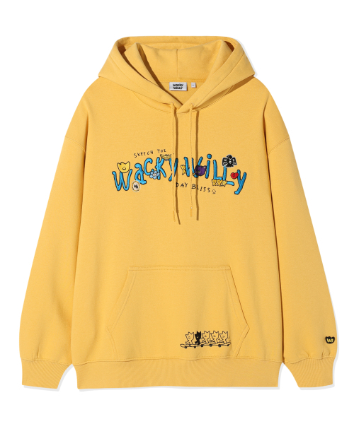 Wacky WiLLy(ワッキーウィリー)の「刺繍ロゴフードイエロー(パーカー・レディース・その他・SMALL/MEDIUM/LARGE/X-LARGE)」の1枚目の写真
