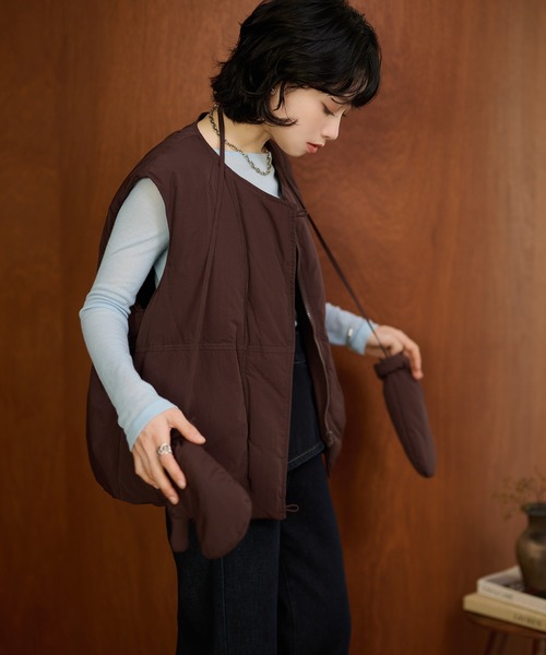 volume down vest mitten set /ミトン付きボリュームダウンベスト