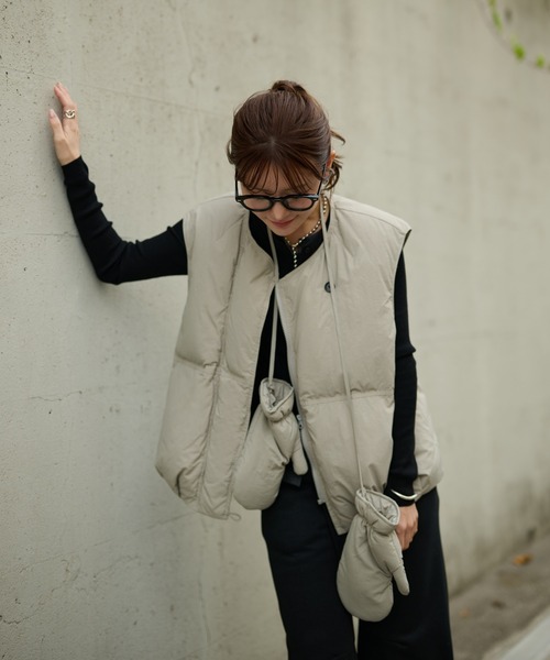 LAULEN(ローレン)の「volume down vest mitten set /ミトン付きボリュームダウンベスト(ダウンベスト・レディース・グレー/ブラウン/ブラック・FREE)」の2枚目の写真