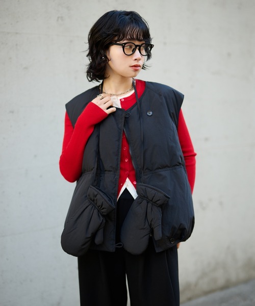 volume down vest mitten set /ミトン付きボリュームダウンベスト