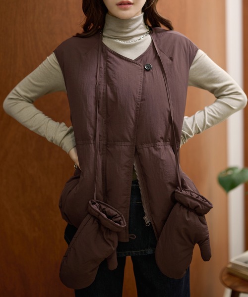 volume down vest mitten set /ミトン付きボリュームダウンベスト