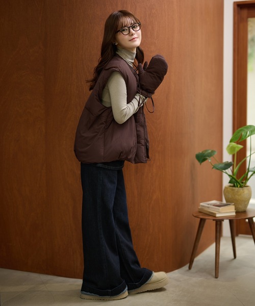 LAULEN(ローレン)の「volume down vest mitten set /ミトン付きボリュームダウンベスト(ダウンベスト・レディース・グレー/ブラウン/ブラック・FREE)」の16枚目の写真