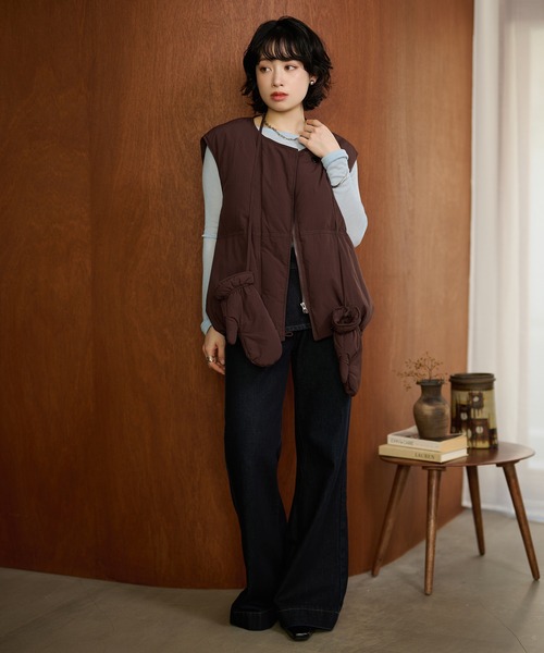 LAULEN(ローレン)の「volume down vest mitten set /ミトン付きボリュームダウンベスト(ダウンベスト・レディース・グレー/ブラウン/ブラック・FREE)」の10枚目の写真