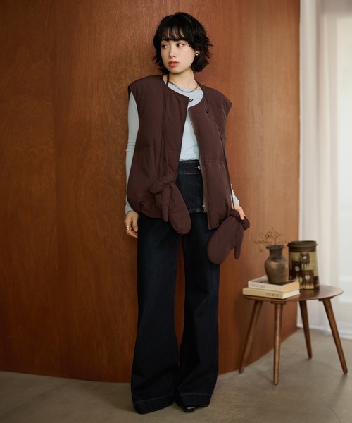 LAULEN(ローレン)の「volume down vest mitten set /ミトン付きボリュームダウンベスト(ダウンベスト・レディース・グレー/ブラウン/ブラック・FREE)」の12枚目の写真