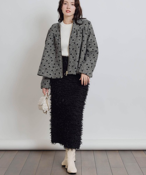 PICCIN PERLA(ピッチンペルラ)の「モケモケニットバックジップスカート(スカート・レディース・ライトグレー/ブラック/ブルー・M)」の10枚目の写真