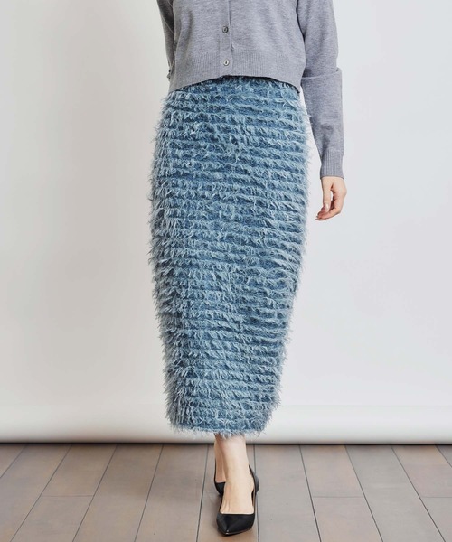 PICCIN PERLA(ピッチンペルラ)の「モケモケニットバックジップスカート(スカート・レディース・ライトグレー/ブラック/ブルー・M)」の22枚目の写真