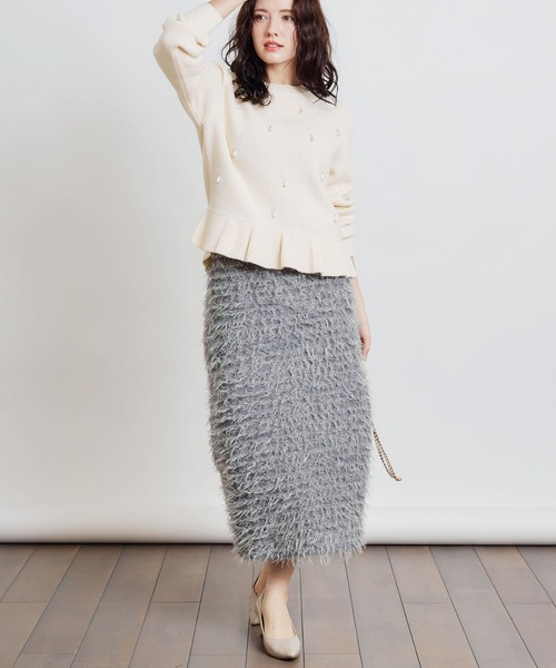 PICCIN PERLA(ピッチンペルラ)の「モケモケニットバックジップスカート(スカート・レディース・ライトグレー/ブラック/ブルー・M)」の17枚目の写真