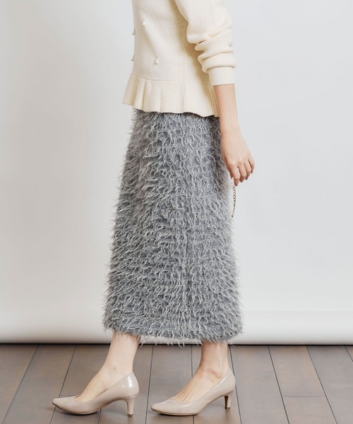 PICCIN PERLA(ピッチンペルラ)の「モケモケニットバックジップスカート(スカート・レディース・ライトグレー/ブラック/ブルー・M)」の15枚目の写真