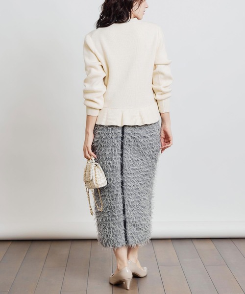 PICCIN PERLA(ピッチンペルラ)の「モケモケニットバックジップスカート(スカート・レディース・ライトグレー/ブラック/ブルー・M)」の19枚目の写真