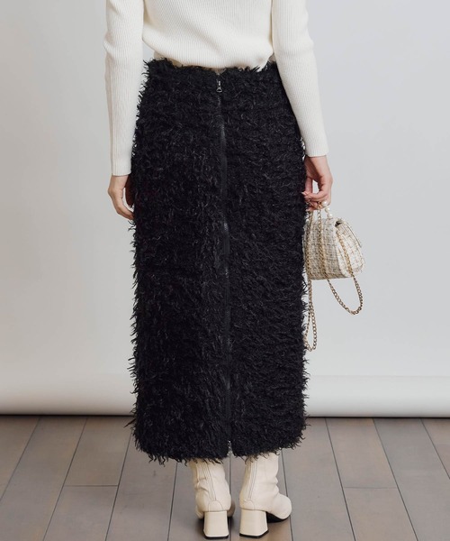 PICCIN PERLA(ピッチンペルラ)の「モケモケニットバックジップスカート(スカート・レディース・ライトグレー/ブラック/ブルー・M)」の6枚目の写真