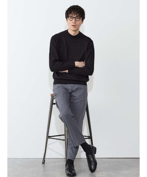 Perfect Suit FActory（パーフェクトスーツファクトリー）の「【Smart Pick！】レーヨンブレンド　モックネック　ベーシックニット　ブラック/ネイビー/ブラウン（ニット/セーター・メンズ・ブラック/ネイビー/ブラウン・M/S/LL/L）」の15枚目の写真