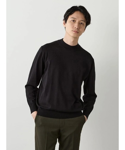 Perfect Suit FActory（パーフェクトスーツファクトリー）の「【Smart Pick！】レーヨンブレンド　モックネック　ベーシックニット　ブラック/ネイビー/ブラウン（ニット/セーター・メンズ・ブラック/ネイビー/ブラウン・M/S/LL/L）」の18枚目の写真