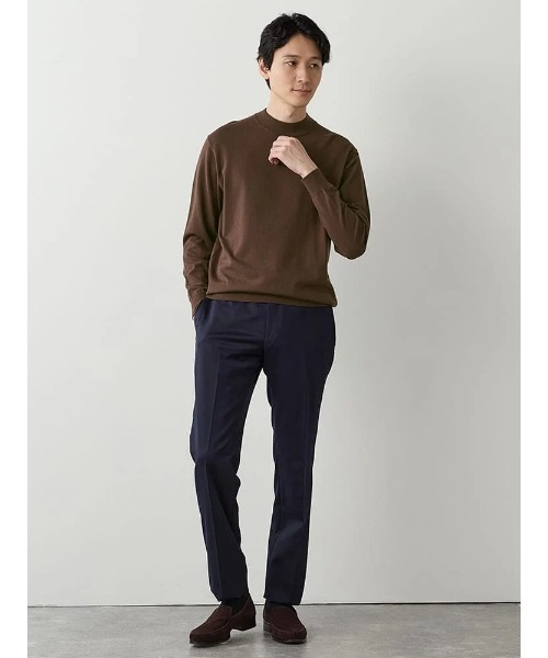 Perfect Suit FActory（パーフェクトスーツファクトリー）の「【Smart Pick！】レーヨンブレンド　モックネック　ベーシックニット　ブラック/ネイビー/ブラウン（ニット/セーター・メンズ・ブラック/ネイビー/ブラウン・M/S/LL/L）」の21枚目の写真