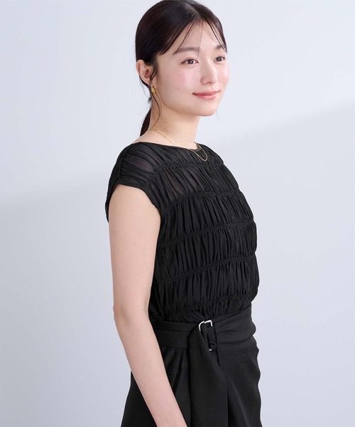 UR'S(ユアーズ)の「ノースリーブシャーリングブラウス(シャツ/ブラウス・レディース・アイボリー/ブラウン/ネイビー/ブラック/ピンク・FREE)」の19枚目の写真