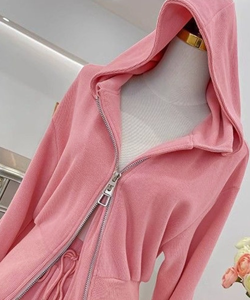 REANO(レアノ)の「ショート丈ジップパーカー&イージーパンツ セットアップ (AW)(セットアップ・レディース・ブラック/ライトベージュ/グレー/ピンク・LARGE/MEDIUM/SMALL)」の6枚目の写真