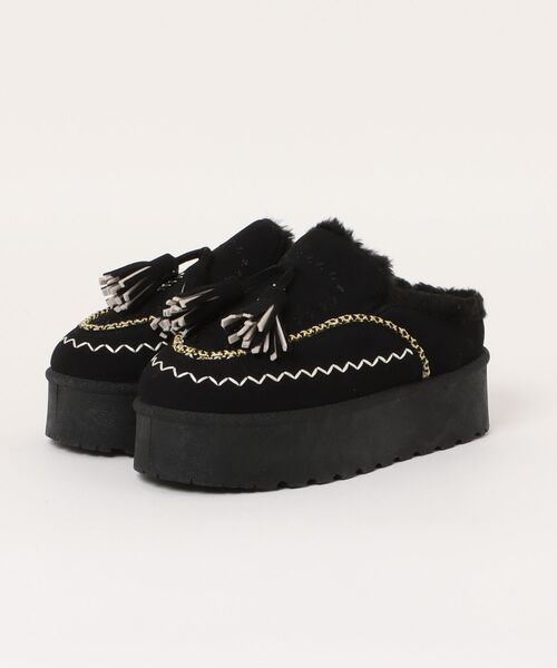 シュープラザ（シュープラザ）の「レディースムートンブーツ（ブーツ・レディース・キャメル/ブラック・S/M/L/LL）」の2枚目の写真