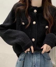 Vini | ノーカラーニットカーディガンジャケット(カーディガン/ボレロ)