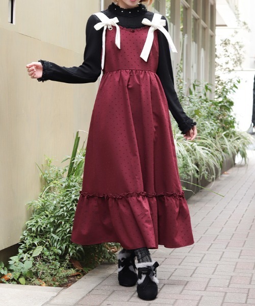 セール】ハートフロッキージャンスカ（ジャンパースカート）｜axes