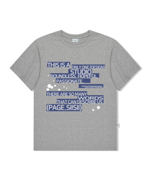 スクエアボックステキストプリント半袖Tシャツメランジグレー