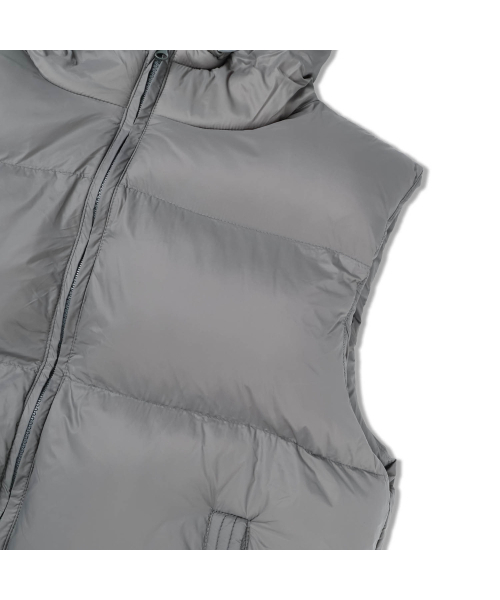   グレー ダウンベスト Name.】ナイロンシャンブレーダウンベスト/NMVE-19AW-001（ダウン