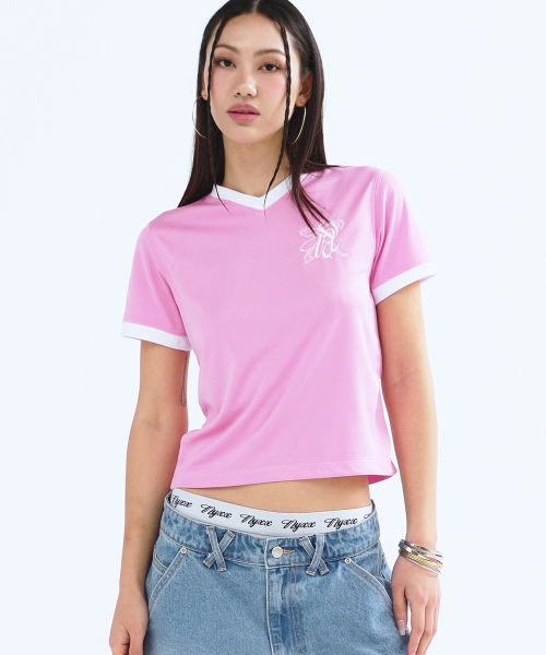 NYXX(エヌワイエックスエックス)の「V-NECK RINGER TEE PINK(Tシャツ/カットソー・レディース・その他・MEDIUM/SMALL)」の1枚目の写真