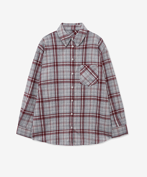LADY VOLUME(レディーボリューム)の「OVER-FIT TARTAN CHECK POCKET SHIRT_GRAY(シャツ/ブラウス・レディース・その他・MEDIUM/SMALL)」の2枚目の写真