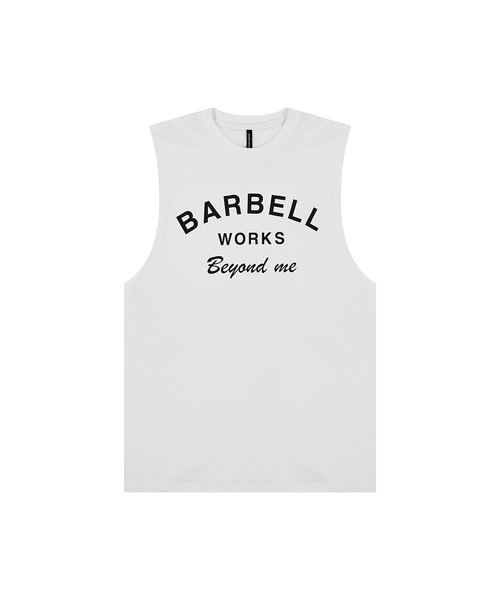 BARBELLWORKS(バーベルワークス)の「ビヨンダーチロゴ スリーブレス(Tシャツ/カットソー・メンズ・ホワイト/ブラック・LARGE/X-LARGE)」の2枚目の写真
