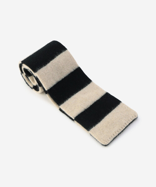 JO GORDON 100%ウールマフラー 黒と白のストライプ Jo Gordon | ウール ストライプ マフラー UNISEX（マフラー）｜Jo