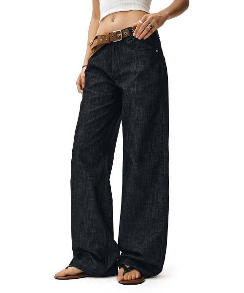 DECET WOMEN（デケット ウーマン）の「[リネンライク]Signature Low Rise Wide Jeans DCWPT004CPBlack（デニムパンツ・レディース・その他・SMALL/MEDIUM/LARGE/X-SMALL）」の18枚目の写真
