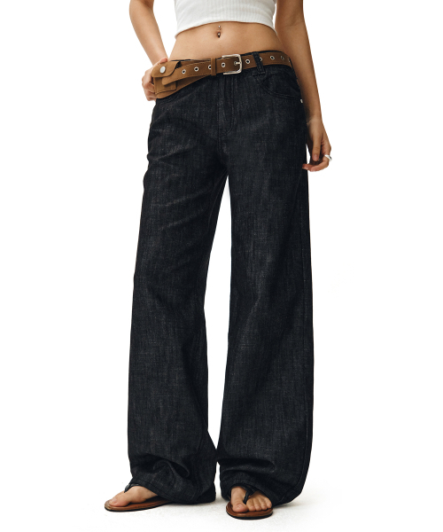 DECET WOMEN（デケット ウーマン）の「[リネンライク]Signature Low Rise Wide Jeans DCWPT004CPBlack（デニムパンツ・レディース・その他・SMALL/MEDIUM/LARGE/X-SMALL）」の19枚目の写真